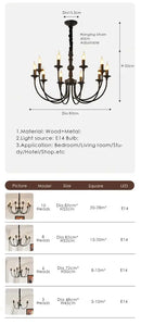 GobekUsa Black Metal Chandelier 8 Heads Pendant Lights for Home Decor