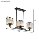 GobekUsa Crystal Island Chandelier Light - Traditional Black Square Dining Room Lamp
