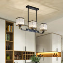 GobekUsa Crystal Island Chandelier Light - Traditional Black Square Dining Room Lamp