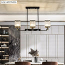 GobekUsa Crystal Island Chandelier Light - Traditional Black Square Dining Room Lamp