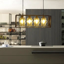 GobekUsa Traditional Black Metal Pendant Island Light with Cross Framed Box Design - Ideal for Dining Room