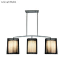 GobekUsa Traditional Black Pendant Light with Rectangular Fabric Shade - 3-Light Dining Room Island Lighting Fixture