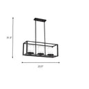 GobekUsa Traditional Cylinder Glass Island Light with Black Rectangle Frame - 3/6 Lights Dining Room Hanging Fixture