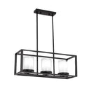 GobekUsa Traditional Cylinder Glass Island Light with Black Rectangle Frame - 3/6 Lights Dining Room Hanging Fixture