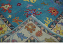 Traditional Blue and Camel Colorful Hand knotted Oushak 8.9x11.10 Wool Area Rug by The Rug Decor