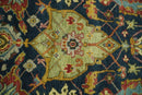 Traditional Blue and Gold Multi Sizes Antique Style Hand knotted Oushak Area Rug by The Rug Decor