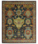 Traditional Blue and Gold Multi Sizes Antique Style Hand knotted Oushak Area Rug by The Rug Decor