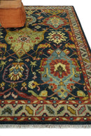 Traditional Blue and Gold Multi Sizes Antique Style Hand knotted Oushak Area Rug by The Rug Decor