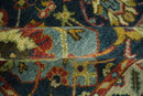 Traditional Blue and Gold Multi Sizes Antique Style Hand knotted Oushak Area Rug by The Rug Decor