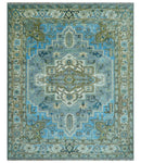 Traditional Blue And Gray Oushak Hand knotted Wool Area Rug by The Rug Decor