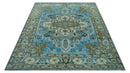 Traditional Blue And Gray Oushak Hand knotted Wool Area Rug by The Rug Decor