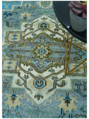 Traditional Blue And Gray Oushak Hand knotted Wool Area Rug by The Rug Decor
