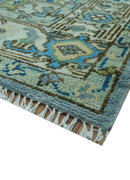 Traditional Blue And Gray Oushak Hand knotted Wool Area Rug by The Rug Decor