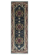 Traditional Blue, Beige and Ivory Heriz Serapi Hand knotted 2.7x7.9 wool Area Rug by The Rug Decor