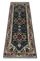 Traditional Blue, Beige and Ivory Heriz Serapi Hand knotted 2.7x7.9 wool Area Rug by The Rug Decor