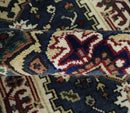 Traditional Blue, Beige and Ivory Heriz Serapi Hand knotted 2.7x7.9 wool Area Rug by The Rug Decor