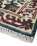 Traditional Blue, Beige and Ivory Heriz Serapi Hand knotted 2.7x7.9 wool Area Rug by The Rug Decor