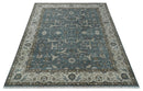 Traditional Blue, Ivory and Brown Oriental Oushak 8x10 wool Area Rug