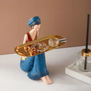 GobekUsa Cute Girls Storage Tray Resin Ornaments, Home Decor Crafts & Office Desk Figurines