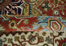 Traditional Blue, Rust and Ivory Heriz Serapi Hand knotted Multi Size wool Area Rug