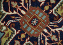 Traditional Blue, Rust and Ivory Heriz Serapi Hand knotted Multi Size wool Area Rug