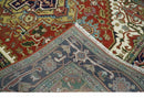 Traditional Blue, Rust and Ivory Heriz Serapi Hand knotted Multi Size wool Area Rug