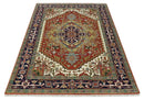 Traditional Blue, Rust and Ivory Heriz Serapi Hand knotted Multi Size wool Area Rug