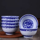 GobekUsa Blue And White Porcelain Dragon Rice Bowls Set