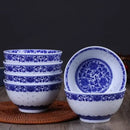 GobekUsa Blue And White Porcelain Dragon Rice Bowls Set