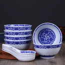 GobekUsa Blue And White Porcelain Dragon Rice Bowls Set