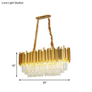 GobekUsa Brass Island Pendant - Traditional Crystal Dining Room Ceiling Light - 31.5"/39" Wide