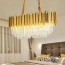 GobekUsa Brass Island Pendant - Traditional Crystal Dining Room Ceiling Light - 31.5"/39" Wide