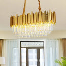 GobekUsa Brass Island Pendant - Traditional Crystal Dining Room Ceiling Light - 31.5"/39" Wide