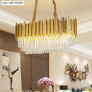 GobekUsa Brass Island Pendant - Traditional Crystal Dining Room Ceiling Light - 31.5"/39" Wide