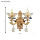 GobekUsa Traditional Brass Wall Sconce Light with Crystal Flower Shade - Perfect for Living Room