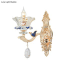 GobekUsa Traditional Brass Wall Sconce Light with Crystal Flower Shade - Perfect for Living Room