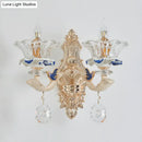 GobekUsa Traditional Brass Wall Sconce Light with Crystal Flower Shade - Perfect for Living Room