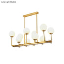 GobekUsa Opal Glass Globe Island Pendant Light - Traditional Brass Dining Room Hanging Lamp with 10 Lights