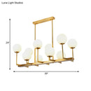 GobekUsa Opal Glass Globe Island Pendant Light - Traditional Brass Dining Room Hanging Lamp with 10 Lights
