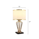 GobekUsa Traditional Single Brass Table Light with Drum Shade for Living Room Nightstand