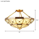 GobekUsa 23.5"/32" W 6/9-Light Semi Flush Mount Umbrella Frosted Glass Light, Traditional Brass Style