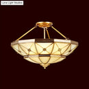 GobekUsa 23.5"/32" W 6/9-Light Semi Flush Mount Umbrella Frosted Glass Light, Traditional Brass Style