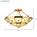 GobekUsa 23.5"/32" W 6/9-Light Semi Flush Mount Umbrella Frosted Glass Light, Traditional Brass Style