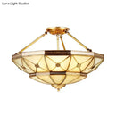 GobekUsa 23.5"/32" W 6/9-Light Semi Flush Mount Umbrella Frosted Glass Light, Traditional Brass Style