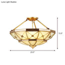 GobekUsa 23.5"/32" W 6/9-Light Semi Flush Mount Umbrella Frosted Glass Light, Traditional Brass Style