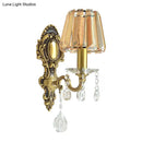 GobekUsa Traditional Brass 1-Light Candle Wall Sconce with Clear Crystal Shade