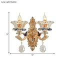 GobekUsa Traditional Brass Wall Sconce Light with Crystal Flower Shade - Perfect for Living Room