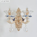 GobekUsa Traditional Brass Wall Sconce Light with Crystal Flower Shade - Perfect for Living Room