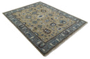 Traditional Beige and Gray Multi Size  Turkish Knot Antique Style Floral Hand knotted Oushak Wool Area Rug
