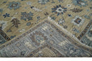Traditional Beige and Gray Multi Size  Turkish Knot Antique Style Floral Hand knotted Oushak Wool Area Rug